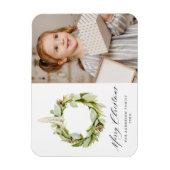 Boho Waterverf Greenery Wreath Holiday Foto Magneet (Verticaal)