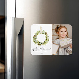 Boho Waterverf Greenery Wreath Holiday Foto Magneet