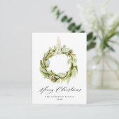 Boho Waterverf Greenery Wreath Non-Photo Feestdagenkaart (Staand voorkant)