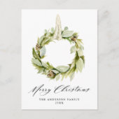 Boho Waterverf Greenery Wreath Non-Photo Feestdagenkaart (Voorkant)
