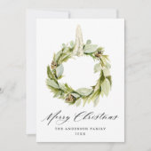 Boho Waterverf Greenery Wreath Non-Photo Feestdagenkaart (Voorkant)