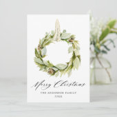 Boho Waterverf Greenery Wreath Non-Photo Feestdagenkaart (Staand voorkant)