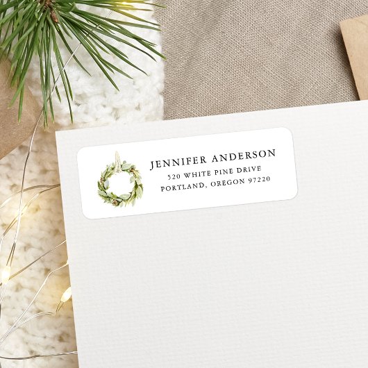 Boho Waterverf Greenery Wreath Return Address Etiket