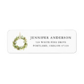 Boho Waterverf Greenery Wreath Return Address Etiket (Voorkant)