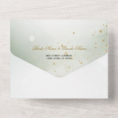 Boho Waterverf Groen Bloemen Moderne bruiloft All In One Uitnodiging (Achterkant)