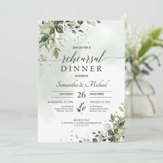 Boho waterverf groen gebladerte boho repetitie kaart (Staand voorkant)