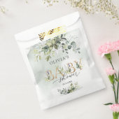 Boho waterverf groen gouden letters Baby shower Bedankzakje (Gezegeld)