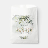 Boho waterverf groen gouden letters Baby shower Bedankzakje (Voorkant)
