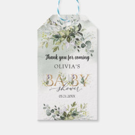 Boho waterverf groen gouden letters Baby shower Cadeaulabel