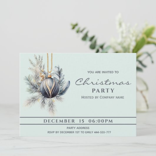 Boho waterverf groen Kerstbal Vakantie Kaart (Staand voorkant)