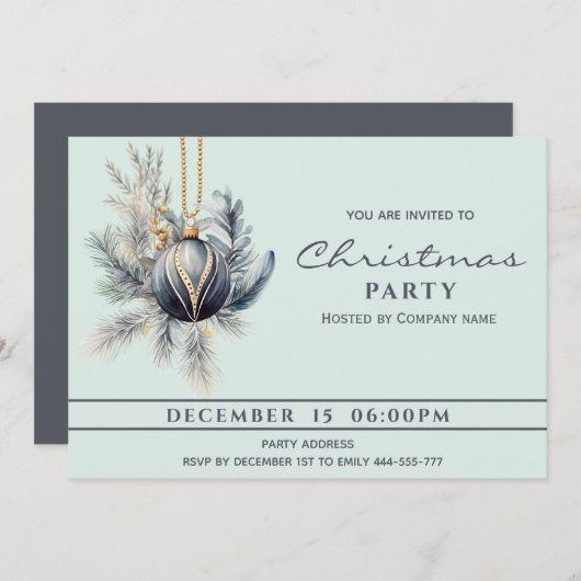 Boho waterverf groen Kerstbal Vakantie Kaart (Voorkant / Achterkant)