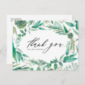 Boho Waterverf Groene Decor en Succulenten Bedankt Briefkaart (Voorkant / Achterkant)