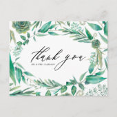 Boho Waterverf Groene Decor en Succulenten Bedankt Briefkaart (Voorkant)