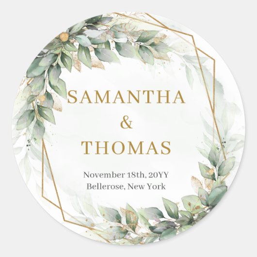 Boho waterverf groene eucalyptus en gouden Sticker (Voorkant)