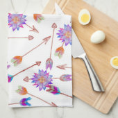 Boho Waterverf Hand Painted Flower and Arrows Theedoek (Quarter Fold)