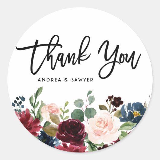 Boho Waterverf Herbst Bloemenslingers Ronde Sticker (Voorkant)