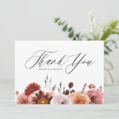 Boho Waterverf Herfst Bloedweddenschap Bedankkaart (Staand voorkant)