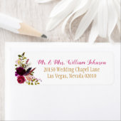 Boho Waterverf Herfst Bloemen Boeket Bruiloft Labe Etiket (Insitu)