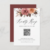 Boho Waterverf Herfst Bloemen Bruiloft QR Code RSVP Kaartje (Voorkant / Achterkant)
