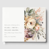 Boho Waterverf Herfst Bloemen Bunch Bruiloft Gastenboek (Voorkant)