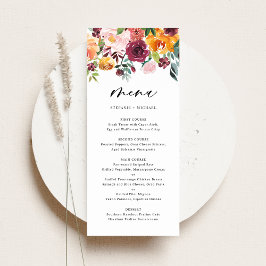 Boho Waterverf herfst bloemen feest Menu