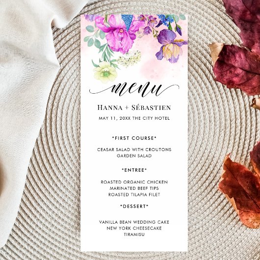 Boho Waterverf Herfst Bloemen Menu
