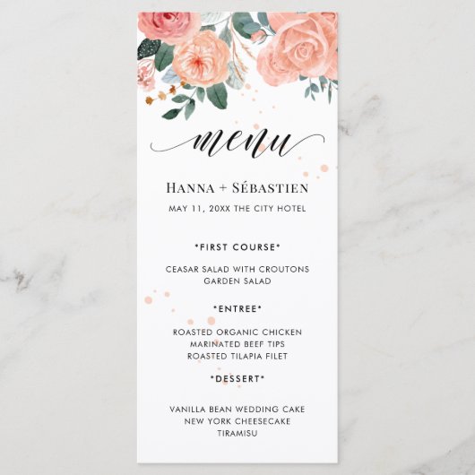 Boho Waterverf Herfst Bloemen Menu (Voorkant)