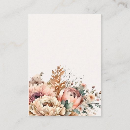 Boho Waterverf herfst bloemenbruiloft goed wensen Informatiekaartje (Achterkant)