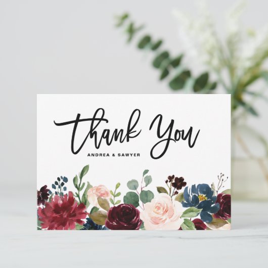 Boho Waterverf Herfst Bloemenguirlande Bedankkaart (Staand voorkant)