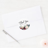 Boho Waterverf Herfst Bloemenguirlande Ronde Sticker (Envelop)