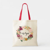 Boho Waterverf Herfst Bloemenkrans Bruidsmeisje Tote Bag (Achterkant)