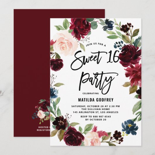 Boho Waterverf herfst bloemenkrans zoet 16 Kaart (Voorkant / Achterkant)