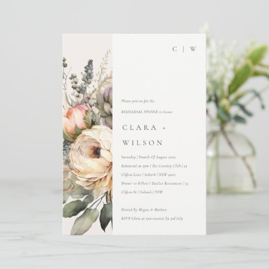 Boho Waterverf Herfst Bloemenrepetitie Diner Kaart (Staand voorkant)