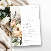 Boho Waterverf Herfst Bloemenrepetitie Diner Kaart