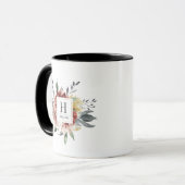 Boho-waterverf herfst bloemig monogram koffiemok mok (Voorkant links)
