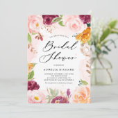 Boho Waterverf Herfst Bloemstuk Bruidsdouche Kaart (Staand voorkant)