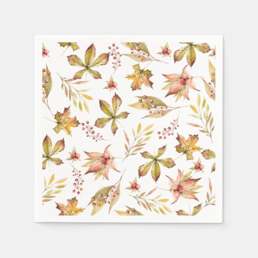 Boho Waterverf Herfst Botanisch Patroon Feest Servet (Voorkant)
