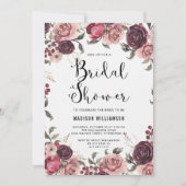 Boho Waterverf Herfst Burgundy Floral Vrijgezellen Kaart (Voorkant)