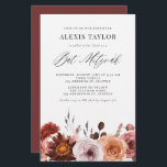 Boho Waterverf Herfst Flower Bat Mitzvah Invitatio<br><div class="desc">Nodig familie en vrienden uit voor uw evenement met deze aanpasbare bat mitzvah uitnodiging. Het bevat een flinke waterverf florale tuin en een grillig schrift. Pas deze waterverf vleermuis mitzvah aan door uw gegevens toe te voegen. Deze florale bat mitzvah-uitnodiging is perfect voor herfst bat mitzvahs.</div>