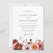 Boho Waterverf herfst flower Garland Fall Wedding Kaart (Voorkant)