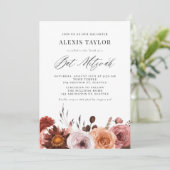 Boho Waterverf Herfst Flowers Bat Mitzvah Kaart (Staand voorkant)