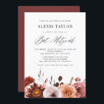 Boho Waterverf Herfst Flowers Bat Mitzvah Kaart<br><div class="desc">Nodig familie en vrienden uit voor uw evenement met deze aanpasbare bat mitzvah uitnodiging. Het bevat een flinke waterverf florale tuin en een grillig schrift. Pas deze waterverf vleermuis mitzvah aan door uw gegevens toe te voegen. Deze florale bat mitzvah-uitnodiging is perfect voor herfst bat mitzvahs.</div>