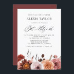 Boho Waterverf Herfst Flowers Bat Mitzvah Kaart<br><div class="desc">Nodig familie en vrienden uit voor uw evenement met deze aanpasbare bat mitzvah uitnodiging. Het bevat een flinke waterverf florale tuin en een grillig schrift. Pas deze waterverf vleermuis mitzvah aan door uw gegevens toe te voegen. Deze florale bat mitzvah-uitnodiging is perfect voor herfst bat mitzvahs.</div>