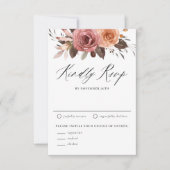 Boho Waterverf Herfst Flowers Wedding RSVP Kaartje (Voorkant)