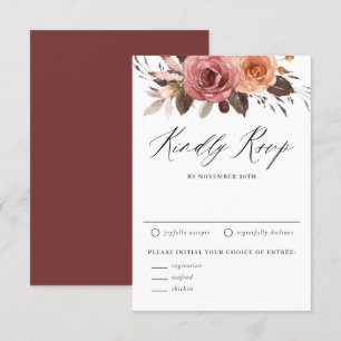 Boho Waterverf Herfst Flowers Wedding RSVP Kaartje