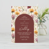 Boho waterverf herfst geel wilde bloemen kaart (Staand voorkant)