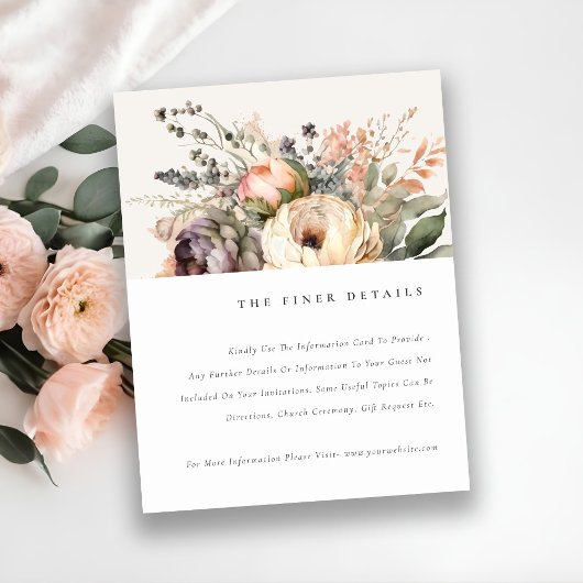 Boho Waterverf Herfst Herfst Bloemen bruiloft Deta Informatiekaartje