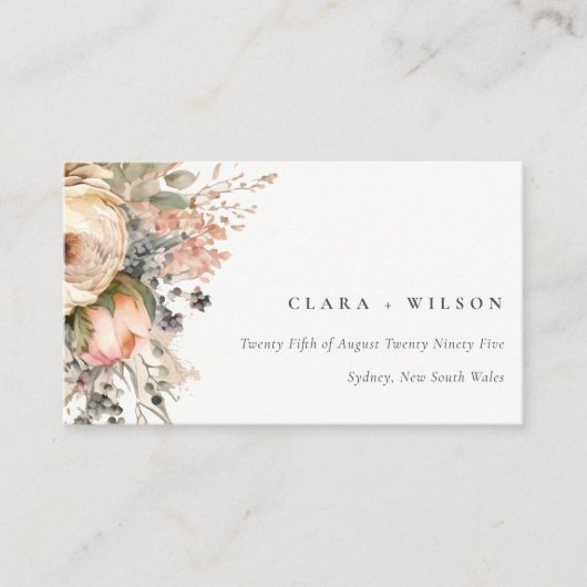 Boho Waterverf Herfst Herfst Bloemen Bruiloft Webs Informatiekaartje (Voorkant)