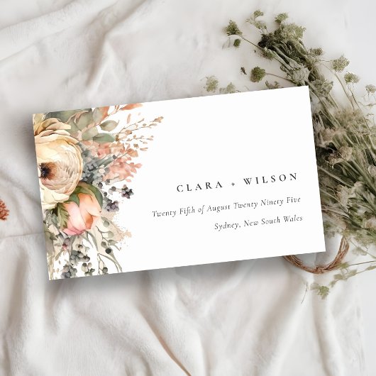 Boho Waterverf Herfst Herfst Bloemen Bruiloft Webs Informatiekaartje