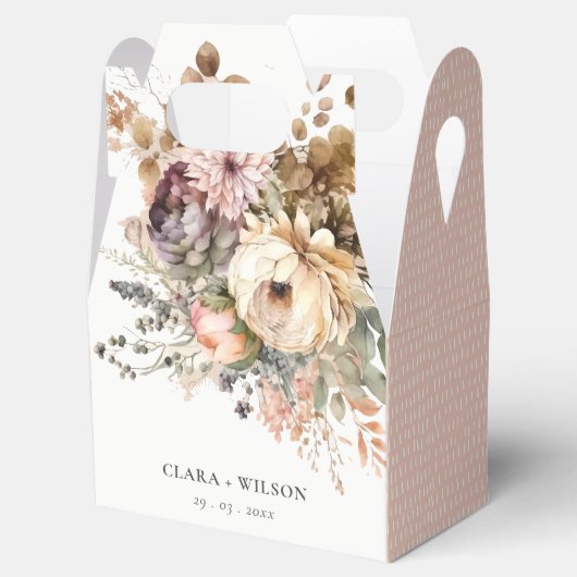 Boho Waterverf Herfst Herfst Bloemen Bunch Bruilof Bedankdoosjes (Geopend)